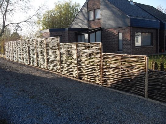 Hazel woven fences horizontal